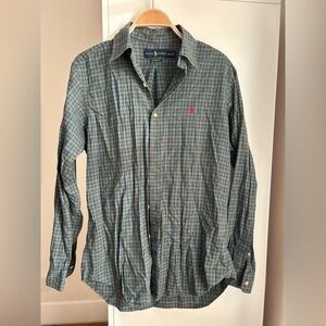 Ralph Lauren Women’s Button Shirt, Green Plaid, Sz M